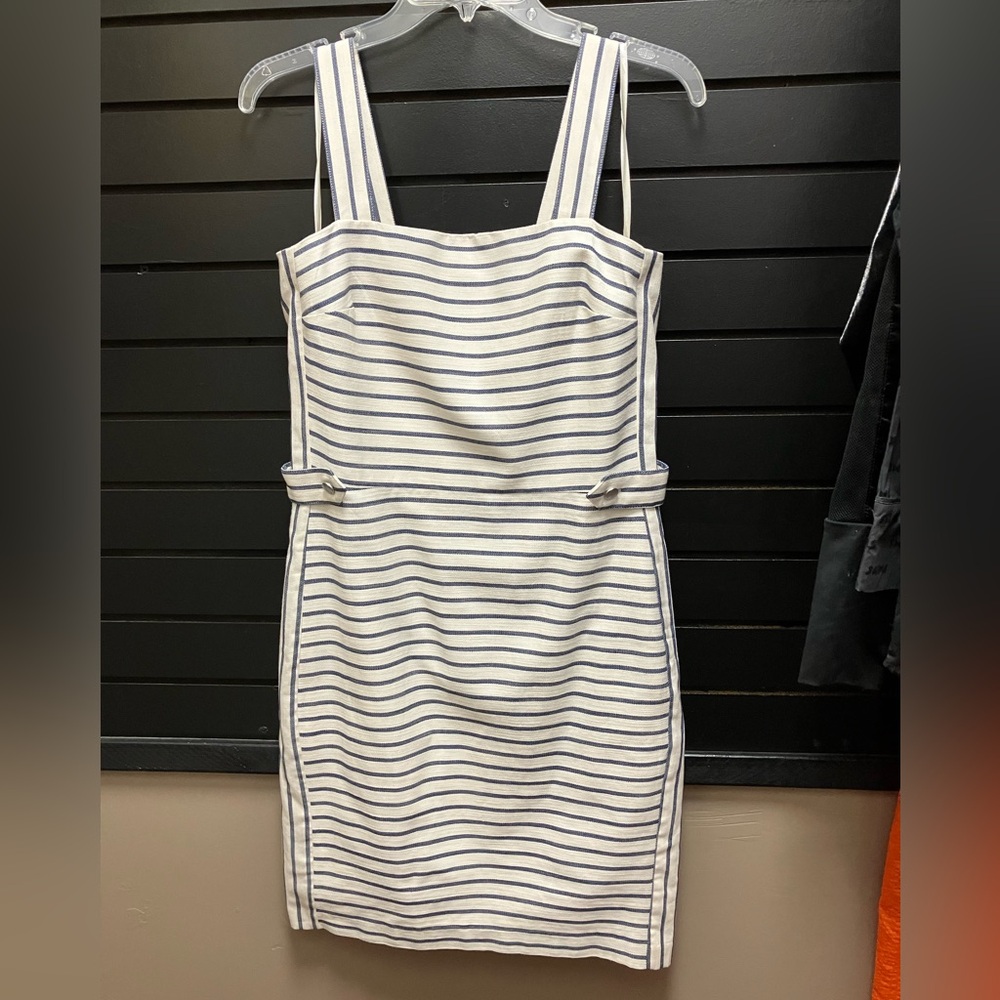 Banana Republic Striped Mini Dress in White and Navy